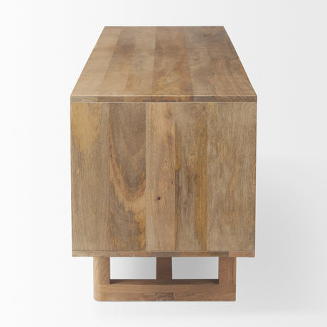 Grier Light Brown Wood w/ Cane Media Console by Mercana at Eve Furniture