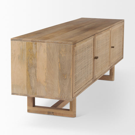 Grier Light Brown Wood w/ Cane Media Console by Mercana at Eve Furniture