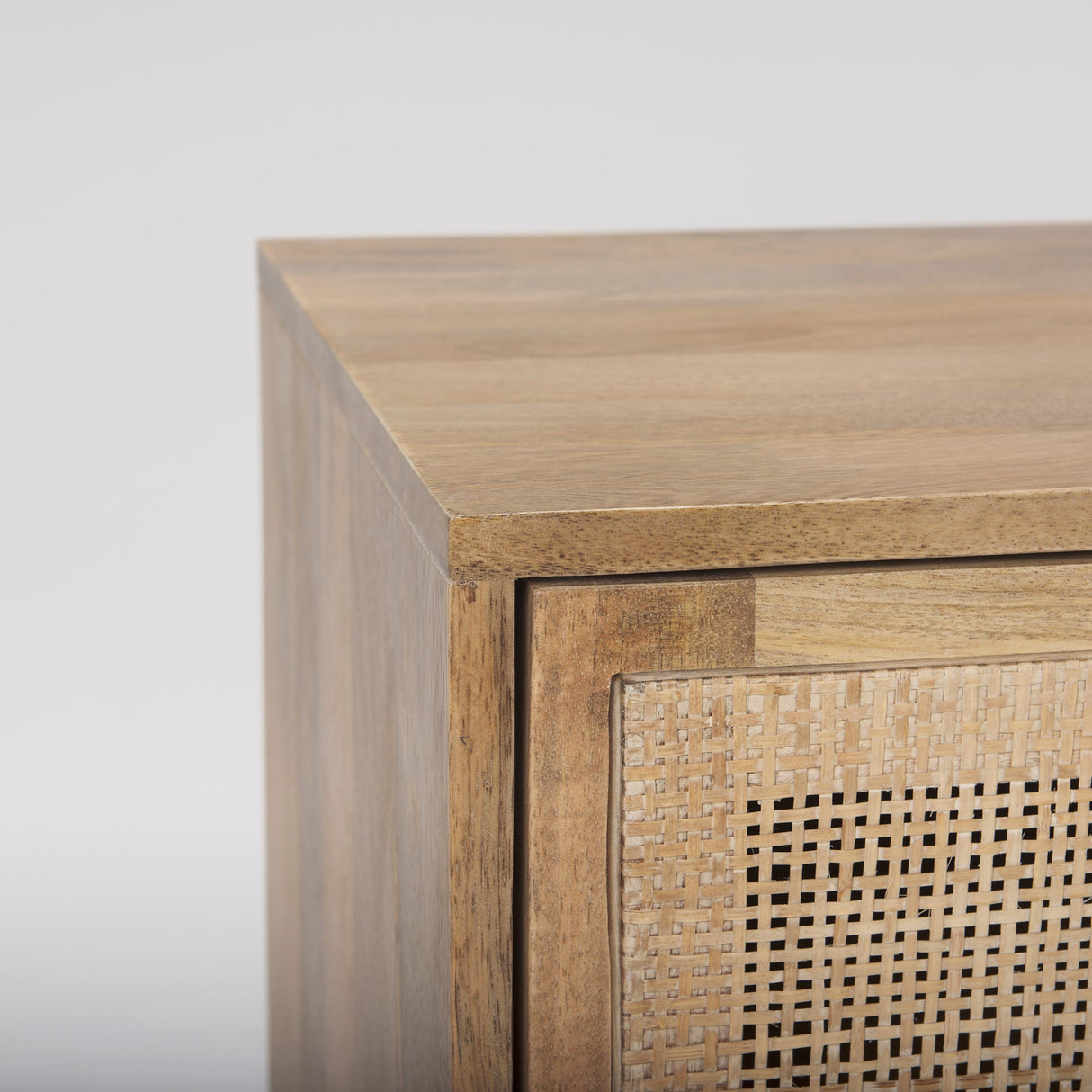 Grier Light Brown Wood w/ Cane Media Console by Mercana at Eve Furniture
