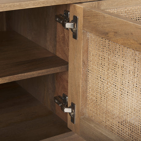 Grier Light Brown Wood w/ Cane Media Console by Mercana at Eve Furniture