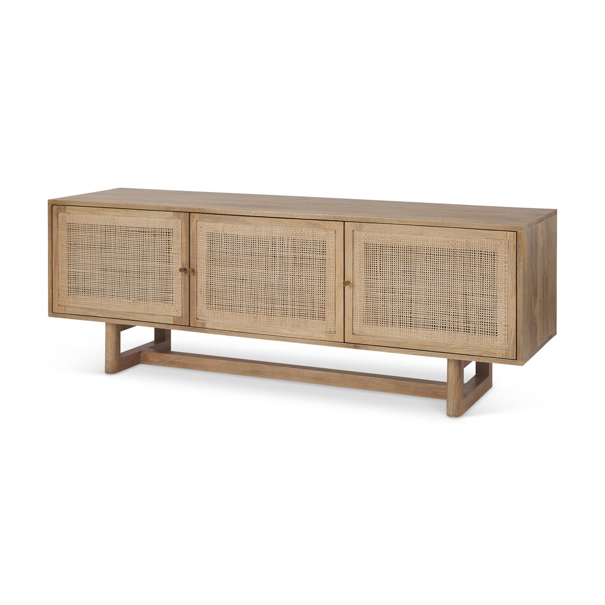 Grier Light Brown Wood w/ Cane Media Console by Mercana at Eve Furniture