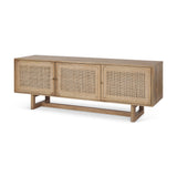 Grier Light Brown Wood w/ Cane Media Console by Mercana at Eve Furniture