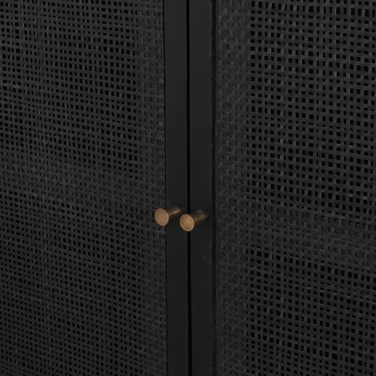 Grier Matte Black Stained Wood w/ Black Cane Accent Cabinet by Mercana at Eve Furniture