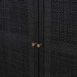 Grier Matte Black Stained Wood w/ Black Cane Accent Cabinet by Mercana at Eve Furniture