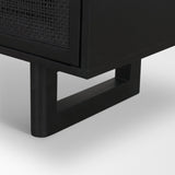 Grier Matte Black Stained Wood w/ Black Cane Accent Cabinet by Mercana at Eve Furniture