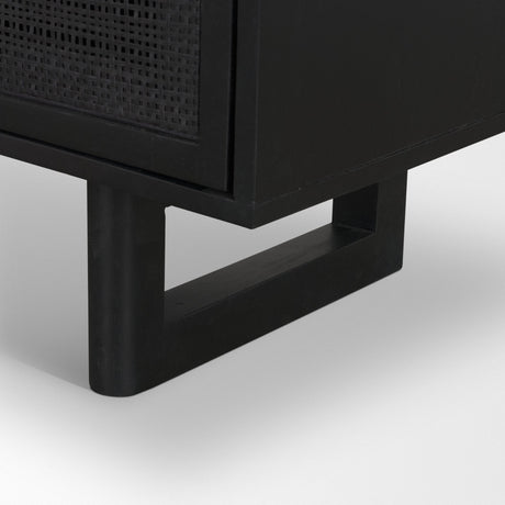 Grier Matte Black Stained Wood w/ Black Cane Accent Cabinet by Mercana at Eve Furniture