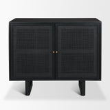 Grier Matte Black Stained Wood w/ Black Cane Accent Cabinet by Mercana at Eve Furniture
