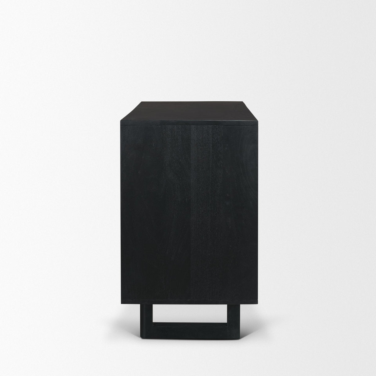 Grier Matte Black Stained Wood w/ Black Cane Accent Cabinet by Mercana at Eve Furniture