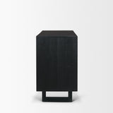 Grier Matte Black Stained Wood w/ Black Cane Accent Cabinet by Mercana at Eve Furniture