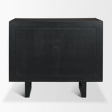 Grier Matte Black Stained Wood w/ Black Cane Accent Cabinet by Mercana at Eve Furniture