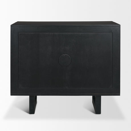 Grier Matte Black Stained Wood w/ Black Cane Accent Cabinet by Mercana at Eve Furniture