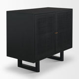 Grier Matte Black Stained Wood w/ Black Cane Accent Cabinet by Mercana at Eve Furniture