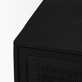 Grier Matte Black Stained Wood w/ Black Cane Accent Cabinet by Mercana at Eve Furniture