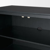 Grier Matte Black Stained Wood w/ Black Cane Accent Cabinet by Mercana at Eve Furniture