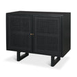 Grier Matte Black Stained Wood w/ Black Cane Accent Cabinet by Mercana at Eve Furniture