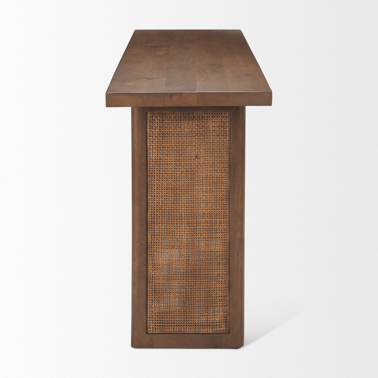 Grier Medium Brown Solid Wood w/ Cane Console Table by Mercana at Eve Furniture