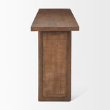 Grier Medium Brown Solid Wood w/ Cane Console Table by Mercana at Eve Furniture