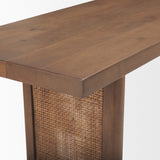 Grier Medium Brown Solid Wood w/ Cane Console Table by Mercana at Eve Furniture