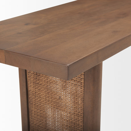 Grier Medium Brown Solid Wood w/ Cane Console Table by Mercana at Eve Furniture