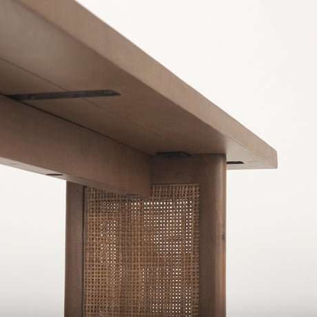 Grier Medium Brown Solid Wood w/ Cane Console Table by Mercana at Eve Furniture