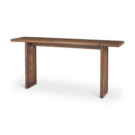 Grier Medium Brown Solid Wood w/ Cane Console Table by Mercana at Eve Furniture
