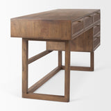 Grier Medium Brown Solid Wood W/ Cane Office Desk by Mercana at Eve Furniture