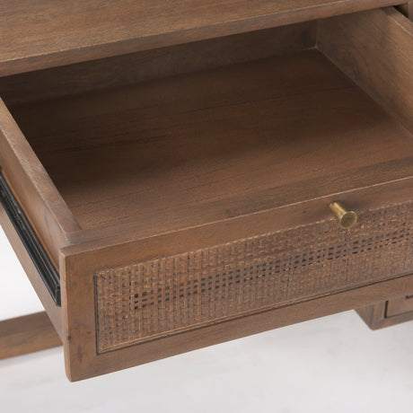Grier Medium Brown Solid Wood W/ Cane Office Desk by Mercana at Eve Furniture