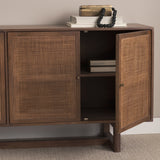 Grier Medium Brown Solid Wood W/Cane Sideboard by Mercana at Eve Furniture