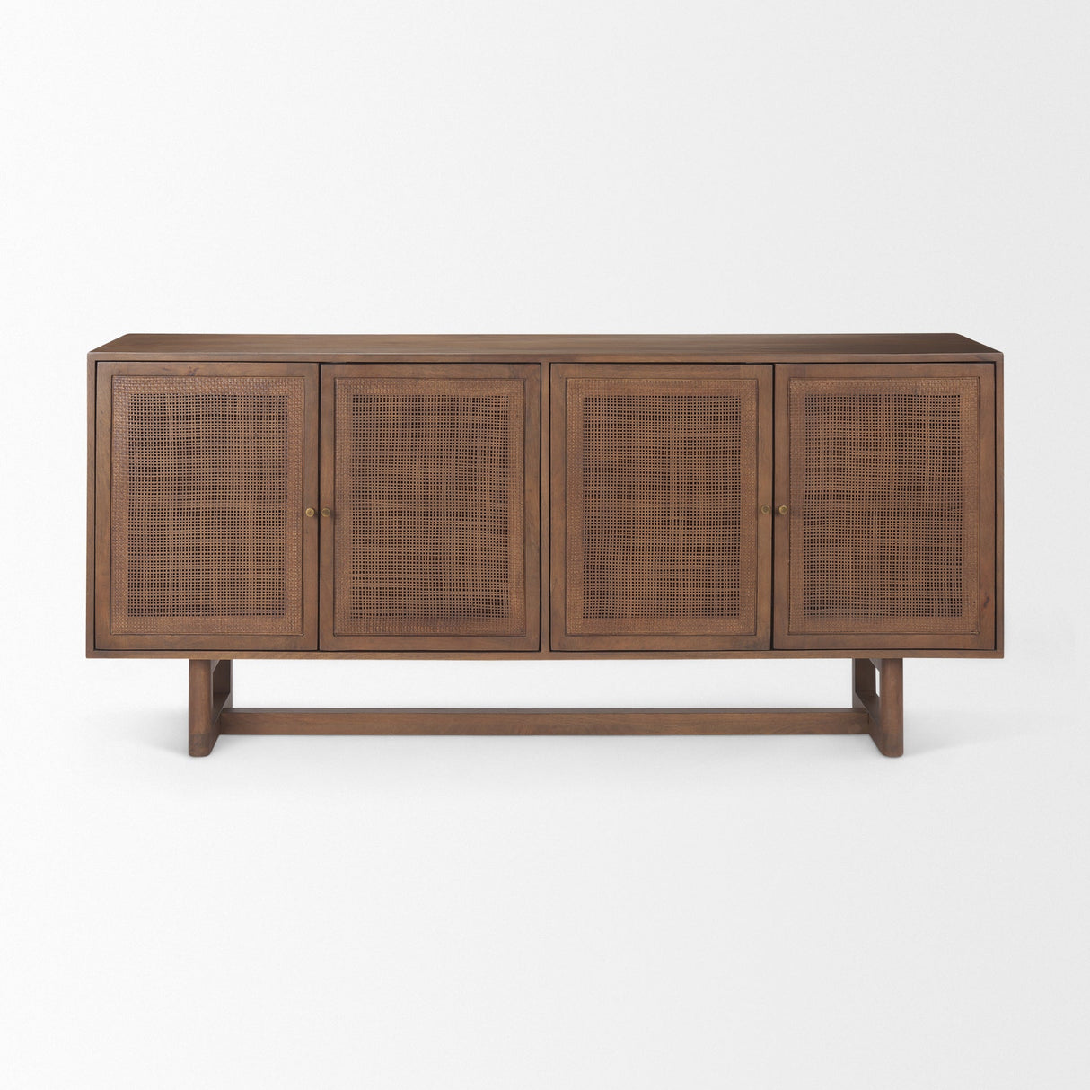 Grier Medium Brown Solid Wood W/Cane Sideboard by Mercana at Eve Furniture