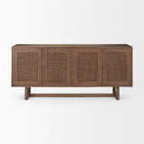 Grier Medium Brown Solid Wood W/Cane Sideboard by Mercana at Eve Furniture