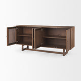 Grier Medium Brown Solid Wood W/Cane Sideboard by Mercana at Eve Furniture