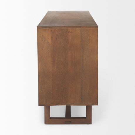 Grier Medium Brown Solid Wood W/Cane Sideboard by Mercana at Eve Furniture