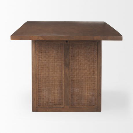 Grier Medium Brown Wood w/ Cane Dining Table by Mercana at Eve Furniture