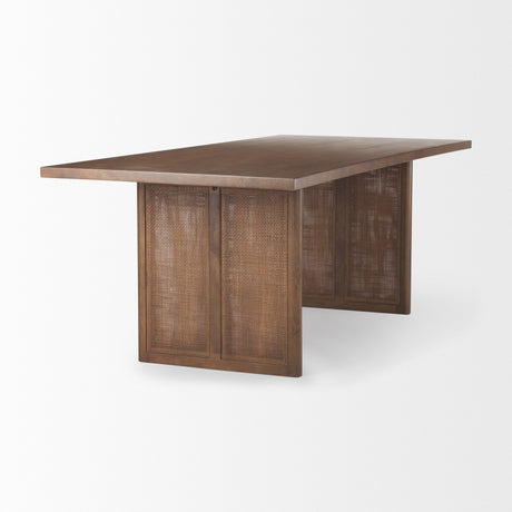 Grier Medium Brown Wood w/ Cane Dining Table by Mercana at Eve Furniture