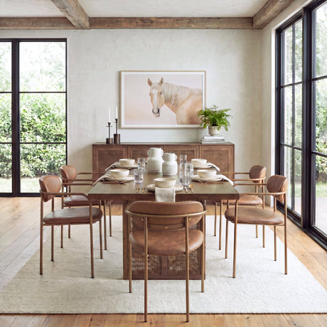Grier Medium Brown Wood w/ Cane Dining Table by Mercana at Eve Furniture