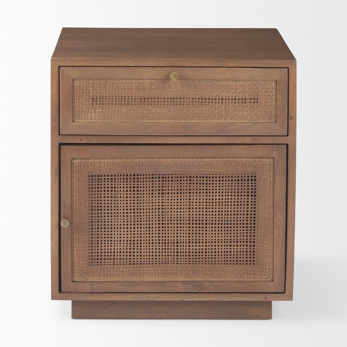 Grier Medium Brown Wood w/ Cane End Table by Mercana at Eve Furniture