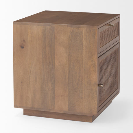 Grier Medium Brown Wood w/ Cane End Table by Mercana at Eve Furniture