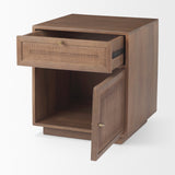Grier Medium Brown Wood w/ Cane End Table by Mercana at Eve Furniture