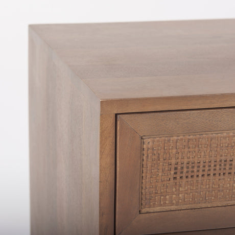 Grier Medium Brown Wood w/ Cane End Table by Mercana at Eve Furniture