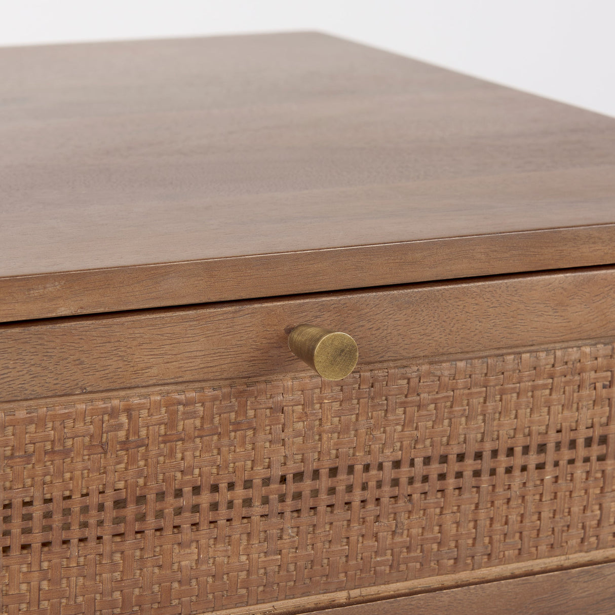 Grier Medium Brown Wood w/ Cane End Table by Mercana at Eve Furniture