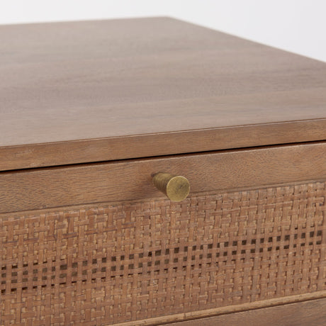 Grier Medium Brown Wood w/ Cane End Table by Mercana at Eve Furniture