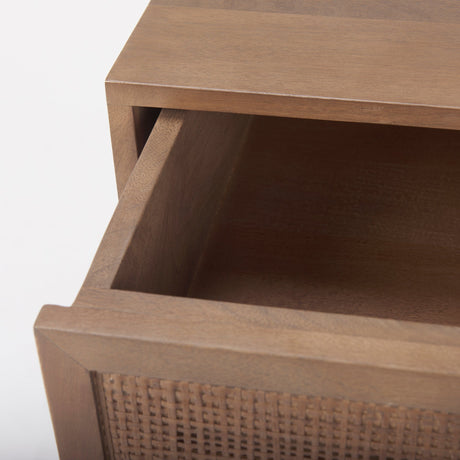 Grier Medium Brown Wood w/ Cane End Table by Mercana at Eve Furniture