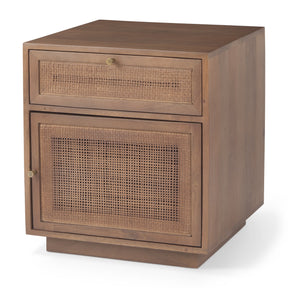 Grier Medium Brown Wood w/ Cane End Table by Mercana at Eve Furniture