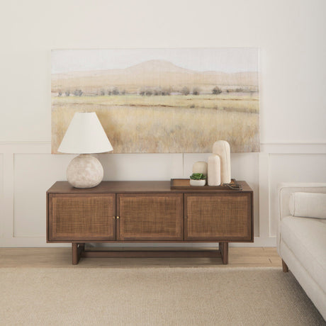 Grier Medium Brown Wood W/ Cane Media Console by Mercana at Eve Furniture