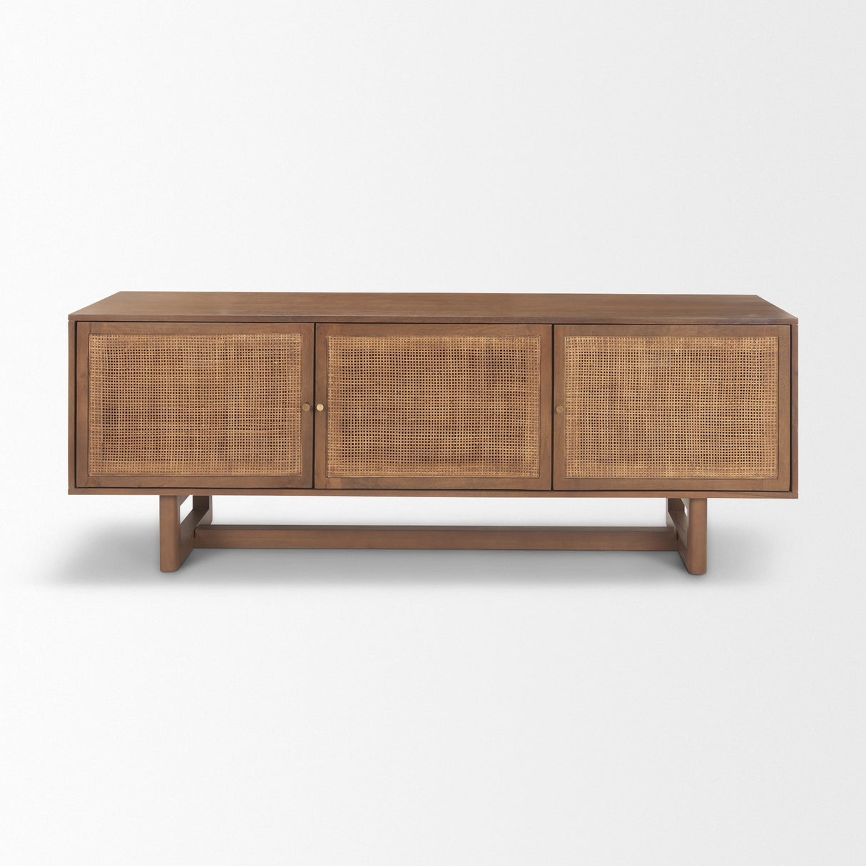 Grier Medium Brown Wood W/ Cane Media Console by Mercana at Eve Furniture