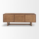 Grier Medium Brown Wood W/ Cane Media Console by Mercana at Eve Furniture