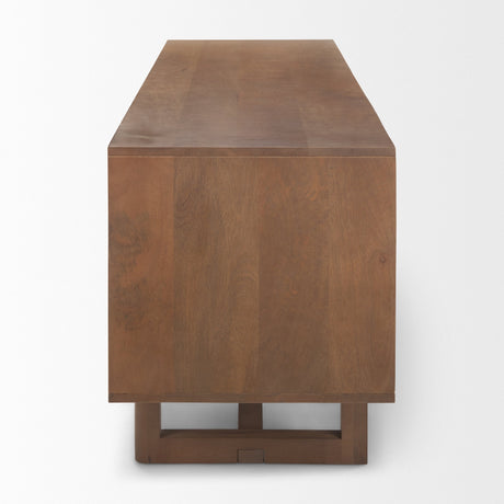 Grier Medium Brown Wood W/ Cane Media Console by Mercana at Eve Furniture
