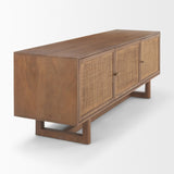 Grier Medium Brown Wood W/ Cane Media Console by Mercana at Eve Furniture