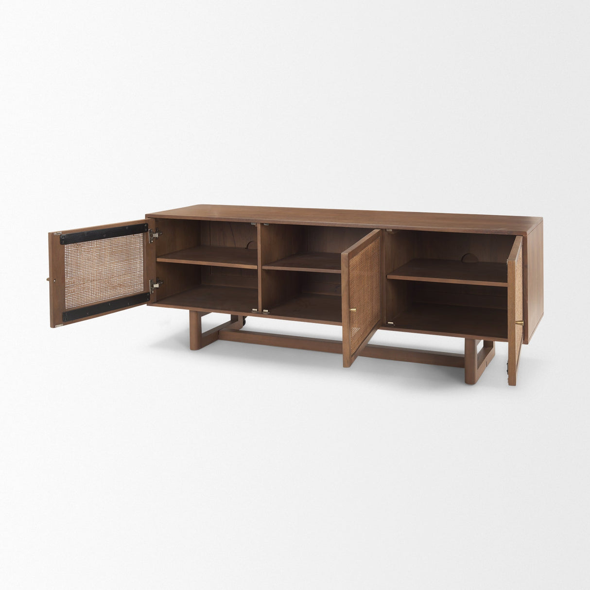 Grier Medium Brown Wood W/ Cane Media Console by Mercana at Eve Furniture