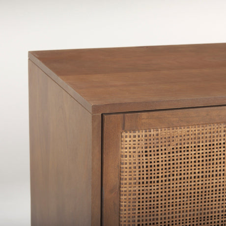 Grier Medium Brown Wood W/ Cane Media Console by Mercana at Eve Furniture